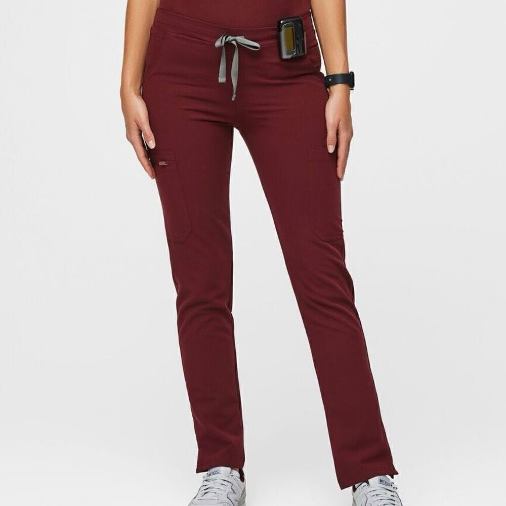 Figs Yola Skinny Scrub Pants Burgundy